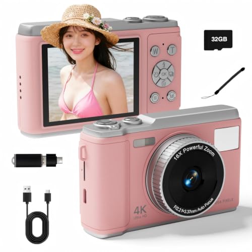 �f�W�^���J���� �g�ѓd�b�œ��e��ǂݎ�邱�Ƃ��ł��܂� 4K 5000����f �f�W�J�� 2.8 �C���`�X�N���[�� 16 �{�f�W�^���Y�[�� �I�[�g�t�H�[�J�X �ߐڎB�e �莞�B�e �����t���b�V�� 32GB�}�C�N��SD�J�[�h�t�� �E�F�u�J���� �R���p�N�gVLOG