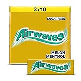Airwaves Kaugummi | Melon Menthol | Gelb, zuckerfrei | 20 x 3 Packungen (20 x 3 x 10 Dragees)