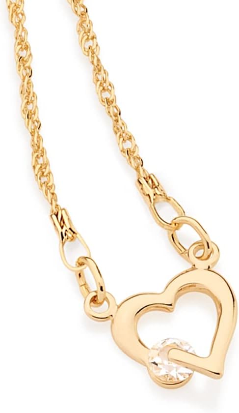Rommanel 18K Gold-Plated Chain, Heart-Shaped Symbol with a Round Crystal, Handcrafted, Hypoallergenic …