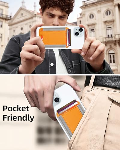 HiWe for MagSafe Wallet, Strongest Magnetic Wallet for iPhone 17/16/15/14/13/12 Series, 7 Cards Holder, Leather Minimalist Slim RFID, 1 Slot, Orange