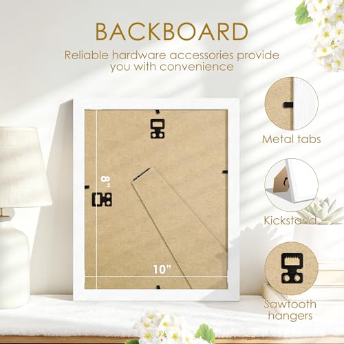 Image of 8x10 Picture Frame Set of 2, Solid Wood Frames, White Woodgrain