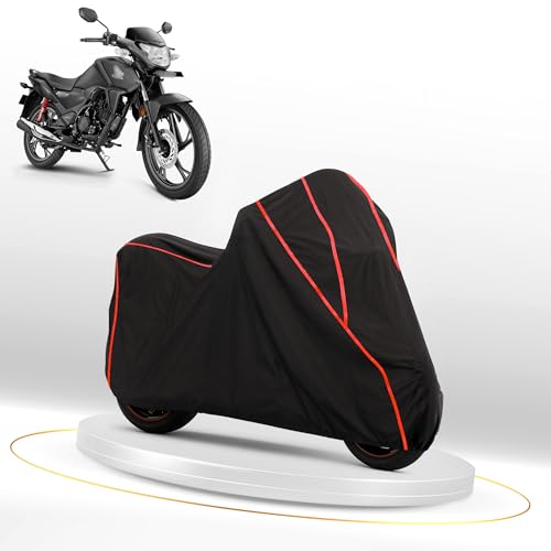 Image of Waterproof Bike Cover for Honda SP 125 | Dustproof, UV Heat Resistant & Windproof with Full Bottom Elastic, Heavy Duty Triple Stitched - Black Polyester