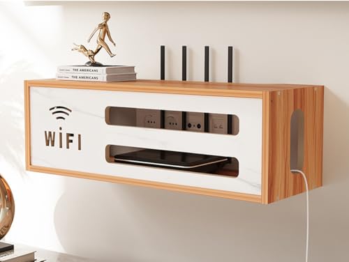 PUIOTEAI Cache Box, Etagere Rangement Murale, Etagere Murale Ranger la Box et Le Routeur TV, Etagere pour Decodeur Cache par Faitement Le Boitier TV, Modem,...