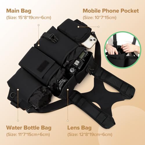 Bolso de Pecho Impermeable para Cámara con Correa Ajustable miniatura 5