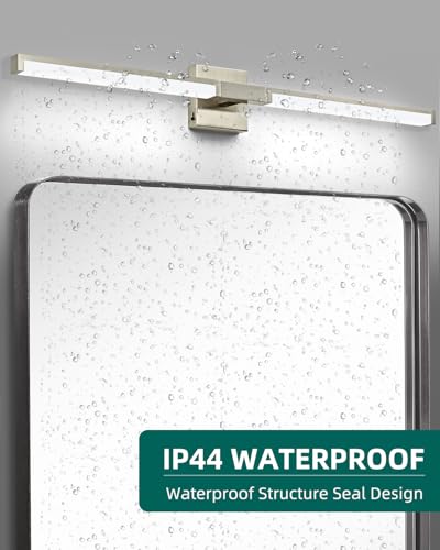 Image of OKELI Modern Bathroom Light Fixtures Over Mirror, 40 Inch Brushed Nickel Vanity Light Bar for Bathroom, 24W 5CCT Diammable Wall Light