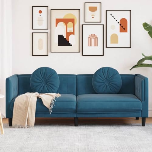 Willood Sofá con Cojines 3 plazas Terciopelo Azul