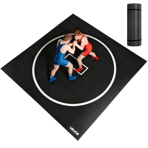 VEVOR Esterilla de Artes Marciales para Entrenamiento en Casa, Espuma XPE + PVC, Impermeable, Enrollable, para Gimnasia, Tatami, Jiu-Jitsu, MMA, Judo, Boxeo, Yoga, Color Negro, 3 x 3 x 0,03 m