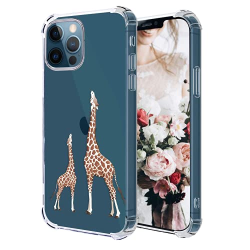 Hepix Cute Giraffe Case Compatible with iPhone 12 Pro Max 6.7 inch 5G 2022, Funny Lovely Animal Design Case, Soft Clear TPU Stylish Slim Thin Cute Raised Lips Anti-Scratch Shockproof Protective Case