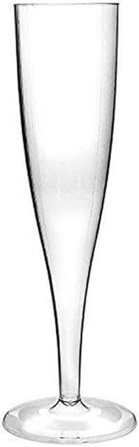 We Can Source It Ltd - Reusable Disposable Unbreakable Plastic Champagne Flutes 160ml - Clear One-Piece Hollow Stem Flute Glasses - Ideal for Cocktail Parties, Outdoor Events, Weddings - Pack of 100