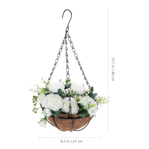Panier suspendu artificiel fleurs blanches extérieur résistant - 3