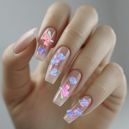 BEIQIYA Silicone Nail Molds, Flower Leaves Resin Nail Charms Molds, 3D Floral Art Carving Template for Manicure Decor Accessories- Clear - Thumbnail 6