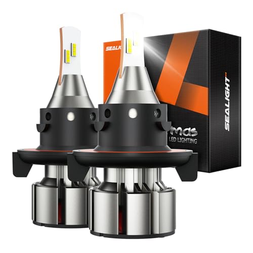 SEALIGHT Upgraded H13 Bulbs, 36000LM Super Bright 9008 Driving Lights with Cooling Fan, H13/9008 Fog Lights Real 1:1 Size, 5 Min Plug-N-Play, Pack of 2