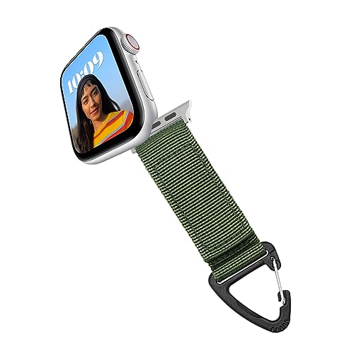 Nylon Strap Compatible with Apple Watch Fob Clip Holder Carabiner,Military Tactical Band Breathable Molle Webbing Canvas Keychain with Metal Buckle for iWatch Series Ultra 8 7 6 5 4 3 2 1 SE by YwonShne - Used condition - Image 5