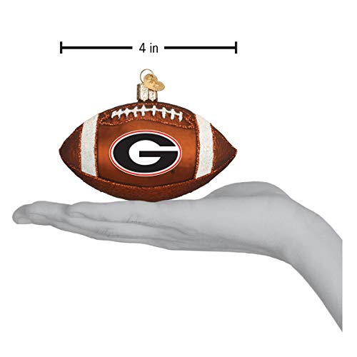 Old World Christmas University Of Georgia Bulldogs Glass Blown Ornaments For Christmas Tree Football, 4" X 4" X 4" #TOP2