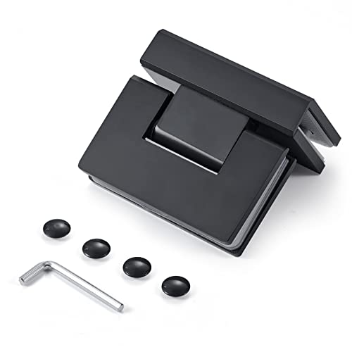 Heavy Duty Shower Glass Door Hinge,Solid One-Piece Precision Cast with 5mm Thick 304 Stainless Steel,Suitable for 5/16"-1/2"(8mm-12mm) Thick Frameless Bathroom Doors,Glass to Glass Mount,1 pc,Black