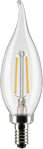 Satco S21294-3W CA10 - Bombilla LED transparente para candelabro, color blanco cálido, 120 V (paquete de 6)