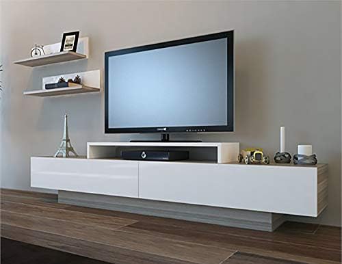 Decorotika Lusi Modern TV Unit including Wall Shelves for Living Room, Bedroom, Entertainment Unit TV Stand - For TVs up to 71 inch - Walnut and Black