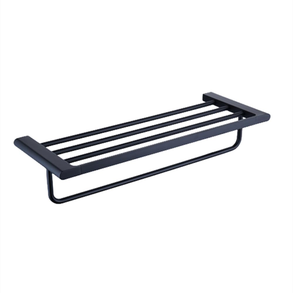 Porte-brosse de toilette et porte-serviettes noir mat anti-rouille pour salle de bain