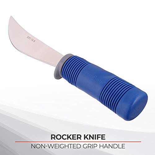 Sammons Preston Comfy Grip Rocker Knife, Dull Stainless Steel Blade with Rubber Handle