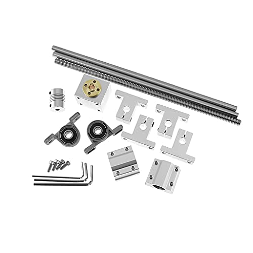 Goanilad Double Track Screw Kit T8 Trapezoidal Screw Guide Rail, D8 Optical Axis Double-track Screw Drive Set Simple Sli