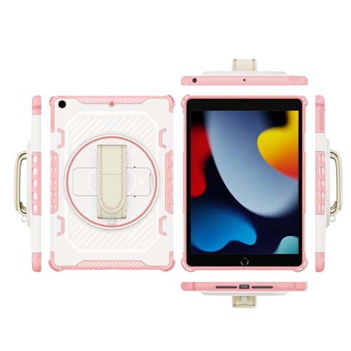 Étui iPad Pro 11 rose antichoc avec sangle rotative pour modèles 2022 à 2018