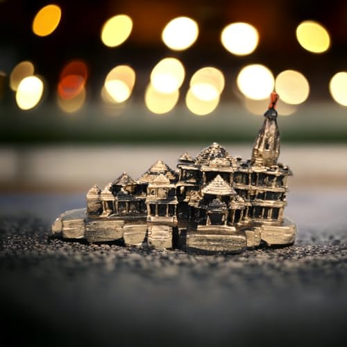 Image of Ram Mandir Ayodhya Model Authentic Design Gold Color for Home Temple Spiritual Decor Ram Mandir Replica Showpiece for Puja Room Office and Gifting