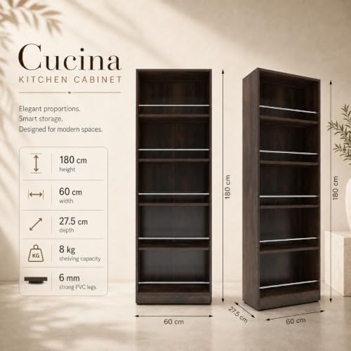 Image of Studio Kook Cucina Tall Kitchen Cabinet with Guard Rails, Junglewood