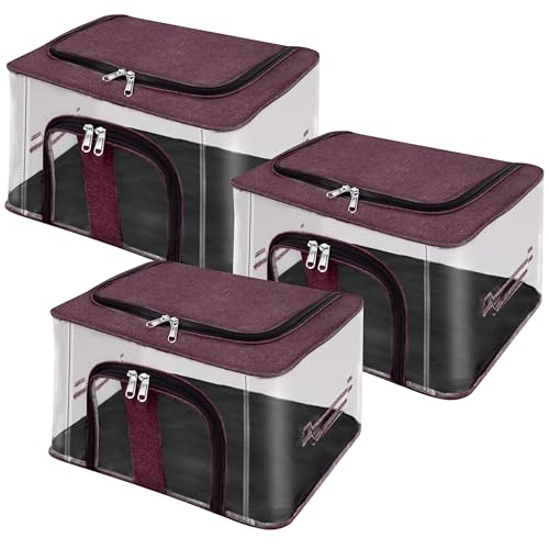 See full amazon price history chart for Claiez 3 Pack Nylon 33 L PVC Transparent Moisture Proof Storage box for Clothes Closet Wardrobe Organizer for Clothes with Carry Handle - (Red 44 x 31 x 24 cm) Claiez 3 Pack Nylon 33 L PVC Transparent Moisture Proof Storage box for Clothes Closet Wardrobe Organizer for Clothes with Carry Handle - (Red 44 x 31 x 24 cm) (B0D76Q16V3) Amazon Price History, Amazon Price Tracker
