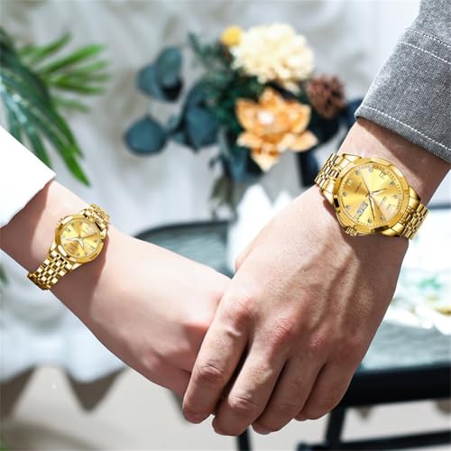 Image of OLEVS Womens Watches Diamond Luxury Dress Gold Wrist Watch Stainless Steel Waterproof Luminous Date