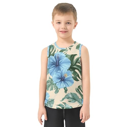 susiyo Summer Hibiscus Flowers Boys Sleeveless Tank Top Girls Athletic T Shirt2