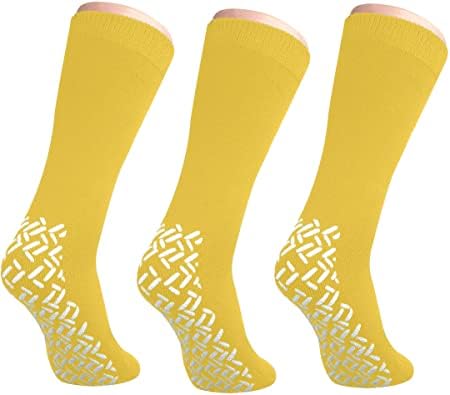 4 Pair XXXL Double Sided Tread Non Slip Wide Bariatric Fall Prevention Socks for Elderly, Yoga and Assisted Living4