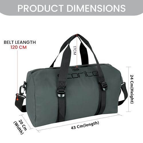 Image of Storite Nylon 43 Cm Imported Multi Purpose Travel Duffle Bag for Women with Dry and Wet Pocket, Lightweight Waterproof Backpack Carry Luggage Bag (Grey, 43x24x20cm)