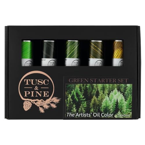 Tusc & Pine Artist Oil Paint - 40 ml Set of 5 - Greens - Non-Yellowing, Rich & Creamy Consistency...