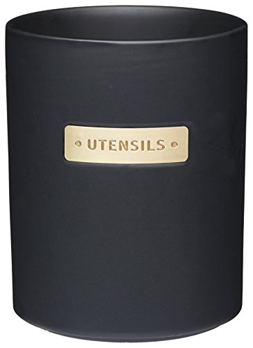 MasterClass MasterClass Portautensili in Porcellana Effetto Otone, 11.8 x 11.8 x 15.2 cm, Nero
