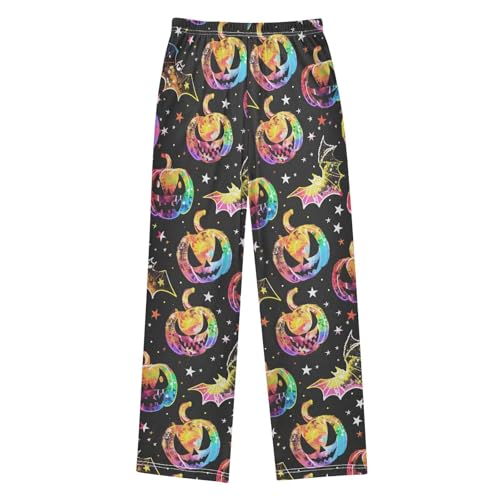 Halloween Pajama Pants Cartoon Pumpkins Bats Long Sleep Pants Lounge Bottoms2