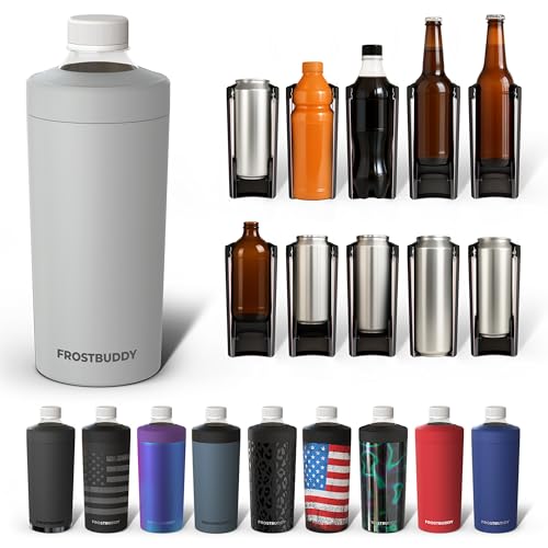 Image of Universal Buddy XL Can Cooler by Frost Buddy - Fits 12-ounce, 16-ounce, 20-ounce, and 24-ounce Cans and Bottles - Keep Your Drinks Refreshingly Chilled for over 12 hours. (Pebble)