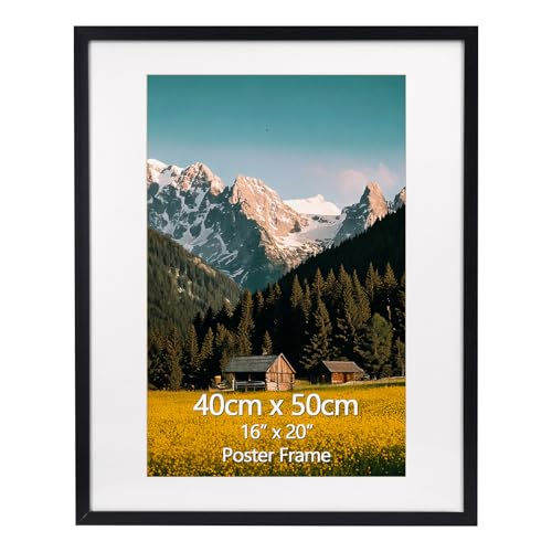 EYMPEU Marcos de Fotos 40x50, Negro para Cuadros de 28x43cm con Paspartú o de 40x50cm sin Paspartú, Apto para Colocar sobre la Mesa o Colgar en la Pared, Ideal para Decorar Dormitorios Salones