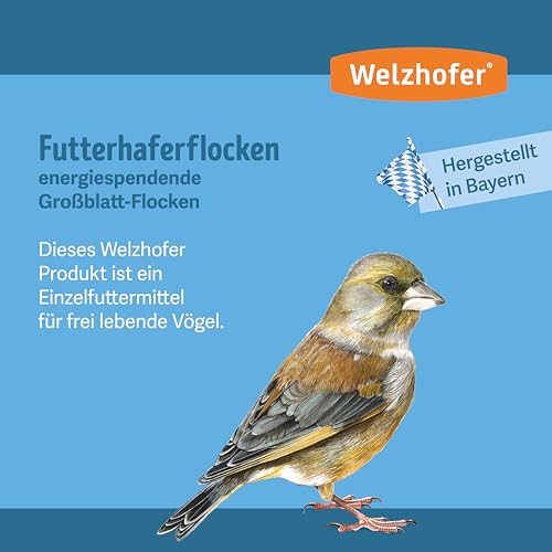 Welzhofer Haferflocken 25kg Wildvogelfutter - Großblatt-Flocken, geschält, gedämpft. Futterhaferflocken reich an Kohlenhydraten, Eiweiß, Fett, Vitaminen. Ideales Futter für Wildvögel