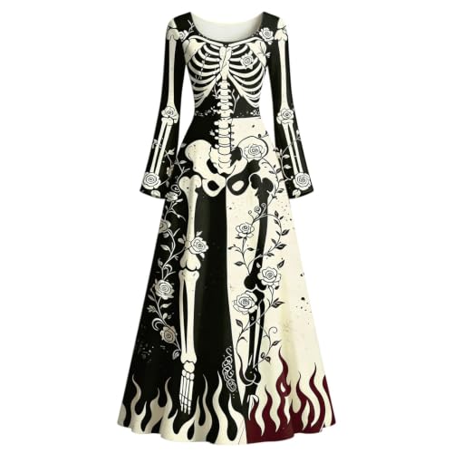 Qaezyco Halloween Dresses For Women,Halloween Dresses For Women Skeleton 3d Graphic Dress 2026 Spooky Season And Day Of The Dead Cosplay Costumes(01_Black,Large) - image 2