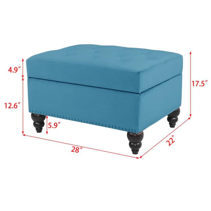 Image of Chesterfield Velvet 3 Seater Round Arm Sofa + Ottoman Modern Sofa for Your Loving Space, Bedroom, Living Room, Offices (Teal)