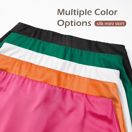 American Trends Satin Mini Skirts High Waisted Silk Skirts For Women Trendy Solid Color Short Skirt White Small thumb #6