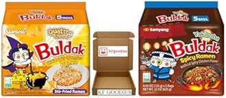 KF GOODIES Korean Ramen Variety Pack Gift Box (10 Count) – Spicy Buldak Noodle Assortment for Birthdays, College Care Packages, Office Snacks, and Gift Baskets