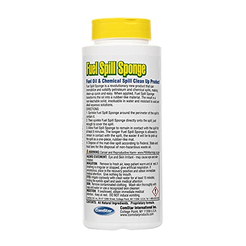 Image of Fuel Spill Sponge, 8 Ounces, Instantly Solidifies Petroleum & Chemical Spills, Rapid Oil Absorption, Easy Cleanup, Separates Oil from Water, Water-Insoluble, Non-Leaching (60-205)