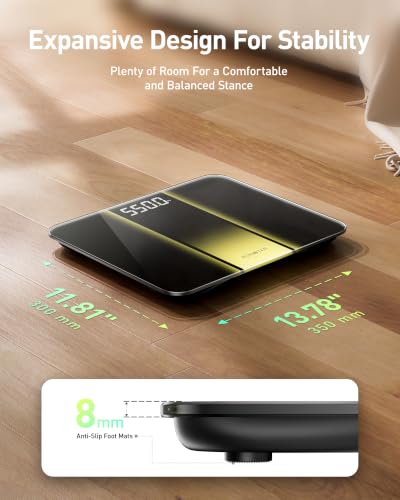 Image of RunStar 14-Inch Scale for Body Weight 550lbs, Extra Wide Platform Digital Bathroom Scale Highly Accurate, Large LED Display, Baby /Pet Mode, 8mm Tempered Glass for Heavy People