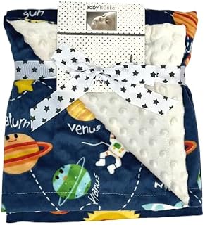 Baby Blanket new born essential, good size 75 x 120cm, suitable for pram, cot, travel, easy to wash and bright design.,Blue