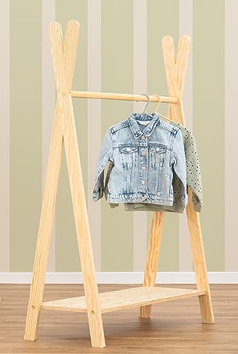 smartwood TIPI L - Perchero para niños, armario infantil Montessori con estante - 3 tamaños, madera natural