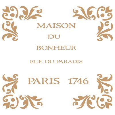 Todo-Stencil - Pochoir décor vintage Motif 011 maison, Dimensions approximatives : 20 x 20 cm, dimensions du motif 17,6 x 13,5 cm
