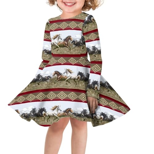 Long Sleeve Dress for Girls Kids Swing Twirly Skater Dresses 2-14 Years Old3