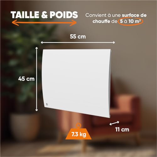 Radiateur électrique 1000W Bestherm LESSO CONNECT fixe horizontal blanc