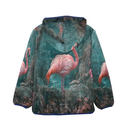 Tropical Bird in Forest Toddler Fleece Jacket Girl Boys Hooded Fleece Jacket Coat Warm Outwear Zip-up 3-10T2